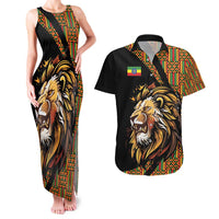 Ethiopia Couples Matching Tank Maxi Dress and Hawaiian Shirt Ethiopian Lion Style Pattern - Wonder Print Shop