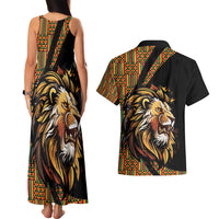 Ethiopia Couples Matching Tank Maxi Dress and Hawaiian Shirt Ethiopian Lion Style Pattern - Wonder Print Shop