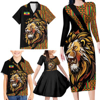 Ethiopia Family Matching Long Sleeve Bodycon Dress and Hawaiian Shirt Ethiopian Lion Style Pattern - Wonder Print Shop