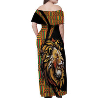 Ethiopia Family Matching Off Shoulder Maxi Dress and Hawaiian Shirt Ethiopian Lion Style Pattern - Wonder Print Shop
