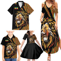 Ethiopia Family Matching Summer Maxi Dress and Hawaiian Shirt Ethiopian Lion Style Pattern - Wonder Print Shop