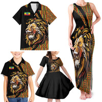Ethiopia Family Matching Tank Maxi Dress and Hawaiian Shirt Ethiopian Lion Style Pattern - Wonder Print Shop