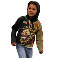 Ethiopia Kid Hoodie Ethiopian Lion Style Pattern - Wonder Print Shop