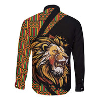 Ethiopia Long Sleeve Button Shirt Ethiopian Lion Style Pattern - Wonder Print Shop