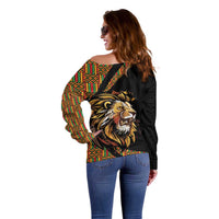 Ethiopia Off Shoulder Sweater Ethiopian Lion Style Pattern - Wonder Print Shop