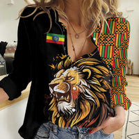 Ethiopia Women Casual Shirt Ethiopian Lion Style Pattern - Wonder Print Shop