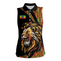 Ethiopia Women Sleeveless Polo Shirt Ethiopian Lion Style Pattern - Wonder Print Shop