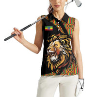 Ethiopia Women Sleeveless Polo Shirt Ethiopian Lion Style Pattern - Wonder Print Shop