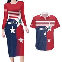 Liberia National Flag Day Couples Matching Long Sleeve Bodycon Dress and Hawaiian Shirt All Hail Liberia Hail