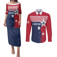 Liberia National Flag Day Couples Matching Puletasi and Long Sleeve Button Shirt All Hail Liberia Hail