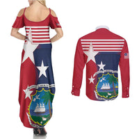 Liberia National Flag Day Couples Matching Summer Maxi Dress and Long Sleeve Button Shirt All Hail Liberia Hail
