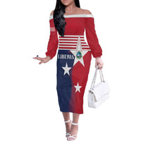 Liberia National Flag Day Family Matching Off The Shoulder Long Sleeve Dress and Hawaiian Shirt All Hail Liberia Hail