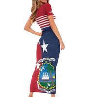 Liberia National Flag Day Family Matching Short Sleeve Bodycon Dress and Hawaiian Shirt All Hail Liberia Hail