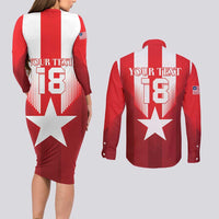 Custom Liberia Football Couples Matching Long Sleeve Bodycon Dress and Long Sleeve Button Shirt Lone Stars Go Champion
