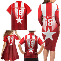 Custom Liberia Football Family Matching Long Sleeve Bodycon Dress and Hawaiian Shirt Lone Stars Go Champion