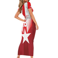 Custom Liberia Football Family Matching Short Sleeve Bodycon Dress and Hawaiian Shirt Lone Stars Go Champion