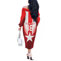 Custom Liberia Football Off The Shoulder Long Sleeve Dress Lone Stars Go Champion