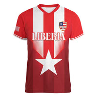 Custom Liberia Football Women V-Neck T-Shirt Lone Stars Go Champion