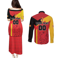 Custom Spain Football Couples Matching Puletasi and Long Sleeve Button Shirt La Roja Go Champion - Wonder Print Shop