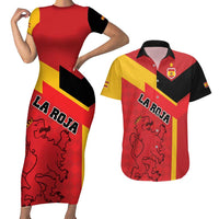Custom Spain Football Couples Matching Short Sleeve Bodycon Dress and Hawaiian Shirt La Roja Go Champion - Wonder Print Shop