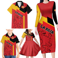 Custom Spain Football Family Matching Long Sleeve Bodycon Dress and Hawaiian Shirt La Roja Go Champion - Wonder Print Shop