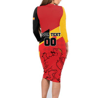 Custom Spain Football Family Matching Long Sleeve Bodycon Dress and Hawaiian Shirt La Roja Go Champion - Wonder Print Shop