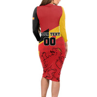 Custom Spain Football Long Sleeve Bodycon Dress La Roja Go Champion - Wonder Print Shop