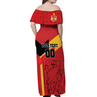 Custom Spain Football Off Shoulder Maxi Dress La Roja Go Champion - Wonder Print Shop