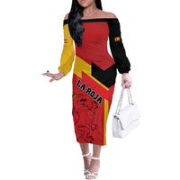 Custom Spain Football Off The Shoulder Long Sleeve Dress La Roja Go Champion - Wonder Print Shop