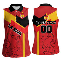 Custom Spain Football Women Sleeveless Polo Shirt La Roja Go Champion - Wonder Print Shop