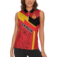 Custom Spain Football Women Sleeveless Polo Shirt La Roja Go Champion - Wonder Print Shop
