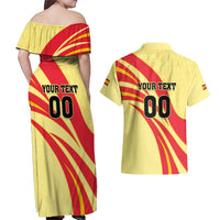 Custom Spain Football Couples Matching Off Shoulder Maxi Dress and Hawaiian Shirt Sport Style - Wonder Print Shop