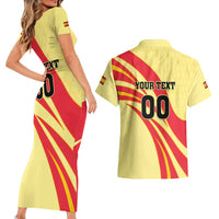 Custom Spain Football Couples Matching Short Sleeve Bodycon Dress and Hawaiian Shirt Sport Style - Wonder Print Shop