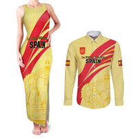 Custom Spain Football Couples Matching Tank Maxi Dress and Long Sleeve Button Shirt Sport Style - Wonder Print Shop