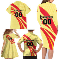 Custom Spain Football Family Matching Long Sleeve Bodycon Dress and Hawaiian Shirt Sport Style - Wonder Print Shop