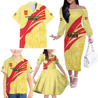 Custom Spain Football Family Matching Off The Shoulder Long Sleeve Dress and Hawaiian Shirt Sport Style - Wonder Print Shop