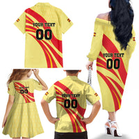 Custom Spain Football Family Matching Off The Shoulder Long Sleeve Dress and Hawaiian Shirt Sport Style - Wonder Print Shop
