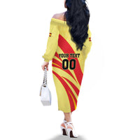 Custom Spain Football Family Matching Off The Shoulder Long Sleeve Dress and Hawaiian Shirt Sport Style - Wonder Print Shop