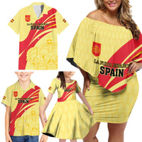 Custom Spain Football Family Matching Off Shoulder Short Dress and Hawaiian Shirt Sport Style - Wonder Print Shop