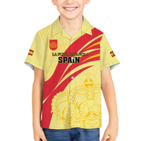 Custom Spain Football Family Matching Off Shoulder Short Dress and Hawaiian Shirt Sport Style - Wonder Print Shop