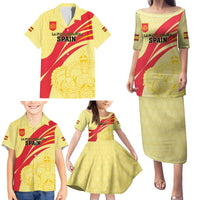 Custom Spain Football Family Matching Puletasi and Hawaiian Shirt Sport Style - Wonder Print Shop