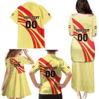 Custom Spain Football Family Matching Puletasi and Hawaiian Shirt Sport Style - Wonder Print Shop