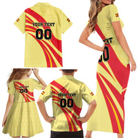 Custom Spain Football Family Matching Short Sleeve Bodycon Dress and Hawaiian Shirt Sport Style - Wonder Print Shop