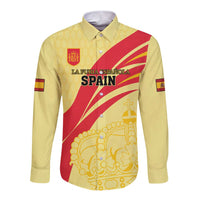 Custom Spain Football Long Sleeve Button Shirt Sport Style - Wonder Print Shop