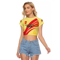 Custom Spain Football Raglan Cropped T Shirt Sport Style - Wonder Print Shop