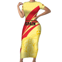Custom Spain Football Short Sleeve Bodycon Dress Sport Style - Wonder Print Shop