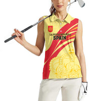 Custom Spain Football Women Sleeveless Polo Shirt Sport Style - Wonder Print Shop