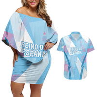 Custom Spain Football Couples Matching Off Shoulder Short Dress and Hawaiian Shirt Simple Style - Wonder Print Shop