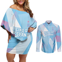 Custom Spain Football Couples Matching Off Shoulder Short Dress and Long Sleeve Button Shirt Simple Style - Wonder Print Shop