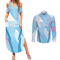 Custom Spain Football Couples Matching Summer Maxi Dress and Long Sleeve Button Shirt Simple Style - Wonder Print Shop